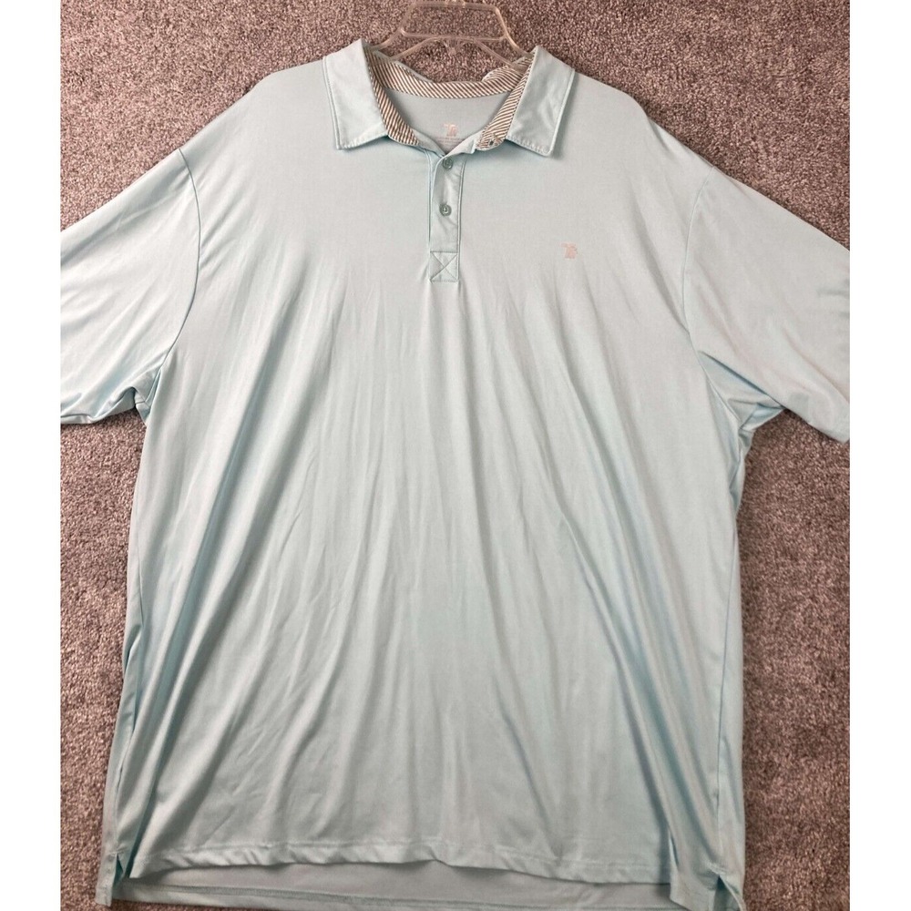 TBY Men Sz 2XLPolo Shirt Blue Logo Short Sleeve Sports Golf Casual Button Up